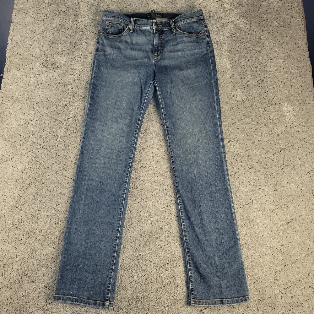 Lauren Ralph Lauren Jeans Womens 10 Blue Straight Leg Mid Rise Stretch Denim